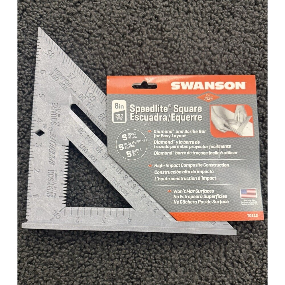 Swanson T0112 Speedlite Orange Composite Square Layout Tool 8 in.